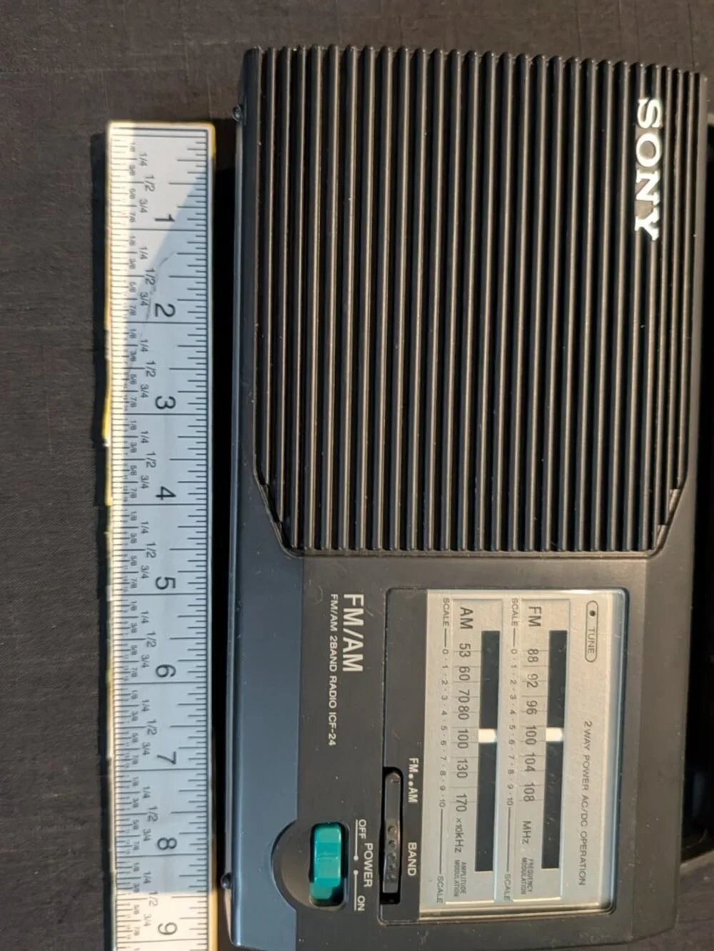 Vintage Sony FM/AM 2 Band Receiver Radio Model ICF-24 TESTED Includes power cord